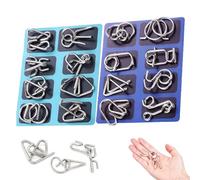 Metal Brain Teaser Puzzles Ring, 3D Montessori Metal Puzzle Solving, Brain Teaser Wire Puzzles Solving, Challenging Iron Ring Puzzle, IQ Logic Mind Games, for Party Challenge (Set C)