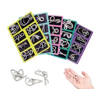 Metal Brain Teaser Puzzles Ring, 3D Montessori Metal Puzzle Solving, Brain Teaser Wire Puzzles Solving, Challenging Iron Ring Puzzle, IQ Logic Mind Games, for Party Challenge (Set F)