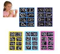 Metal Brain Teaser Puzzles Ring, Brain Teaser Disentanglemen Iron Link Unlock Interlock Game, Chinese Rings Magic Trick Toy Challenging Iron Ri-ng Puzzle for Adults (5Pcs)