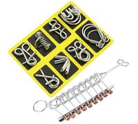 Metal brain teaser puzzles ring educational toys, 9-Piece Set for Adults and Teens, Cognitive Development Tools, Travel Entertainment and Family Games, Double-Layer Electroplated Metal Puzzles