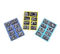Metal Brain Teaser Puzzles Ring Educational Toys, Brain Teaser Wire Puzzle Game with Pouch For Party Favor Challenge (A+B+C)