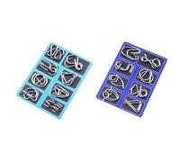 Metal Brain Teaser Puzzles Ring Educational Toys, Brain Teaser Wire Puzzle Game with Pouch For Party Favor Challenge (B+C)