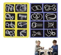 Metal Brain Teaser Puzzles Ring, Metal Wire Puzzle Set of 16,Brain Teaser IQ Test Disentanglemen Iron Link Unlock Interlock Game for Kids Adults, Educational Party Favor Travel Thinking Toy