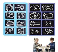 Metal Brain Teaser Puzzles Ring, Metal Wire Puzzle Set of 16,Brain Teaser IQ Test Disentanglemen Iron Link Unlock Interlock Game for Kids Adults, Educational Party Favor Travel Thinking Toy