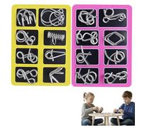 Metal Brain Teaser Puzzles Ring, Metal Wire Puzzle Set of 16,Brain Teaser IQ Test Disentanglemen Iron Link Unlock Interlock Game for Kids Adults, Educational Party Favor Travel Thinking Toy