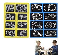 Metal Brain Teaser Puzzles Ring, Metal Wire Puzzle Set of 16,Brain Teaser IQ Test Disentanglemen Iron Link Unlock Interlock Game for Kids Adults, Educational Party Favor Travel Thinking Toy