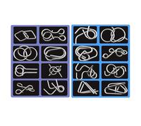 Metal Brain Teaser Puzzles Ring, Metal Wire Puzzle Set of 16,Brain Teaser IQ Test Disentanglemen Iron Link Unlock Interlock Game for Kids Adults, Educational Party Favor Travel Thinking Toy