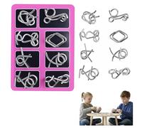 Metal Brain Teaser Puzzles Ring, Metal Wire Puzzle Set of 8,Brain Teaser IQ Test Disentanglemen Iron Link Unlock Interlock Game for Kids Adults, Educational Party Favor Travel Thinking Toy