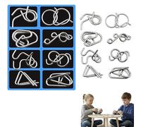 Metal Brain Teaser Puzzles Ring, Metal Wire Puzzle Set of 8,Brain Teaser IQ Test Disentanglemen Iron Link Unlock Interlock Game for Kids Adults, Educational Party Favor Travel Thinking Toy