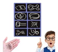 Metal Brain Teaser Puzzles Rings,3D Interlocking Metal Wire IQ Logic Game,Challenging Iron Rings Puzzle for Kids Adults,Educational Party Favor Travel Thinking Toy,Montessori Puzzles,Party Game