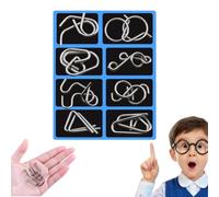 Metal Brain Teaser Puzzles Rings,3D Interlocking Metal Wire IQ Logic Game,Challenging Iron Rings Puzzle for Kids Adults,Educational Party Favor Travel Thinking Toy,Montessori Puzzles,Party Game