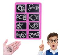 Metal Brain Teaser Puzzles Rings,3D Interlocking Metal Wire IQ Logic Game,Challenging Iron Rings Puzzle for Kids Adults,Educational Party Favor Travel Thinking Toy,Montessori Puzzles,Party Game