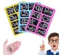 Metal Brain Teaser Puzzles Rings,3D Interlocking Metal Wire IQ Logic Game,Challenging Iron Rings Puzzle for Kids Adults,Educational Party Favor Travel Thinking Toy,Montessori Puzzles,Party Game