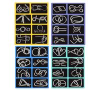 Metal Brain Teaser Puzzles, Set Of 32 Ring Educational Toys Brain Teaser Test Disentanglemen Iron Link Unlock Interlock Game Chinese Ring Magic Trick Toy Ideal Intelligence Toys For Kid And Adult