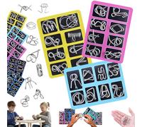 Metal Brain Teaser Wire Jigsaw Puzzle - 24PCS Educational Test Toys, Iron Link Unlock Interlock Game,Montessori Puzzle Solving,3D Interlocking Metal Wire IQ Logic Game for Party Favor Kids Adults