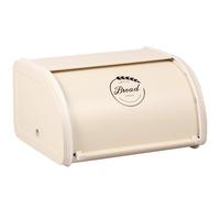 Metal Bread Bin with Roll Up Front Lid Countertop 25.5x21x14cm Retro Small Bread Box Kitchen Food Storage Bread Container for Homemade Bread, Toast, Bagel Dry Food Fruits(White)