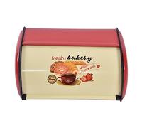 Metal Bread Box, Space Save Container, Large Capacity Bin Holder With Roll Top Lid, Kitchen Storage, Farmhouse Style (Red)