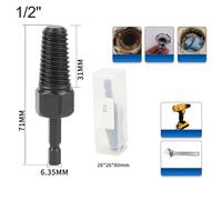 Metal Broken Screw Extractor with Hex Shank for Pipe Thread Removal - Works on 1/2", 3/4" and 1" Water Pipes, Plumbing Fixture Repair Tool (A)