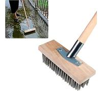 Metal Broom Garden Broom Wire Broom Head Heavy Duty Outdoor Yard Brush Steel Bristles for Deck Scrub Decking Paving Patio Paths Drives, With Iron Accessories (20cm Without handle)