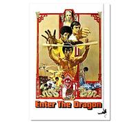 METAL Bruce Lee Enter The Dragon Movie Tin Poster Aluminium Sign Wall Art Door Plaque Film Room Man Cave Nearly A4 Size 280x190mm D2