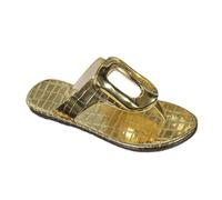 Metal Buckle Flip Flops Summer Fashion Slide Sandals for Date Outdoor Daily Use Comfortable Lightweight Flexible Durable Slip-on Open Toe Soft Sole Breathable Sturdy Ergonomic Versatile Gold