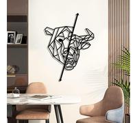 Metal Bull and Bear Trading Wall Art, Metal Geometric Bitcoin Stock Market Wall Artwork Decor, Black Artwork Decoration for Living Room,Bedroom Hallway and Stairs Nature Home Decor (Bla