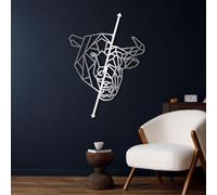 Metal Bull and Bear Trading Wall Art, Metal Geometric Bitcoin Stock Market Wall Artwork Decor, Black Artwork Decoration for Living Room,Bedroom Hallway and Stairs Nature Home Decor (Sil