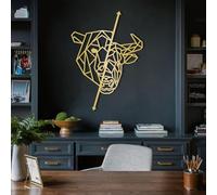 Metal Bull and Bear Trading Wall Art, Metal Geometric Bitcoin Stock Market Wall Artwork Decor, Black Artwork Decoration for Living Room,Bedroom Hallway and Stairs Nature Home Decor (Gol