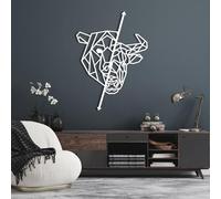 Metal Bull and Bear Trading Wall Art, Metal Geometric Bitcoin Stock Market Wall Artwork Decor, Black Artwork Decoration for Living Room,Bedroom Hallway and Stairs Nature Home Decor (Whi