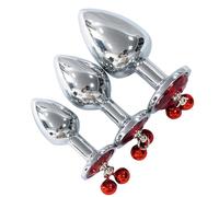 Metal Bullet Butt Plug with Luxury Jewelry Base, 3PCS Bell Butt Plug Set Couple Training Masturbator Anal Sex Toy