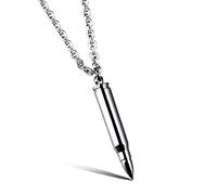 Metal Bullet Pendant Necklace Men, Stainless Steel Men's Necklaces, Characteristic Hip-hop Necklace for Men Gifts for Boyfriend Husband Friends, Stainless Steel, No Gemstone