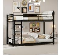 Metal Bunk Bed with Two Single Beds/Sturdy and Durable Metal Construction/Low Noise/Safety Rails/No Mattress Base Required