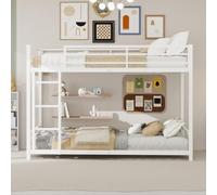 Metal Bunk Bed with Two Single Beds/Sturdy and Durable Metal Construction/Low Noise/Safety Rails/No Mattress Base Required