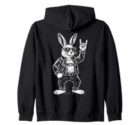 Metal Bunny Rock Music Funny Heavy Metal Retro Zip Hoodie