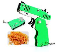 Metal Burst Collapsible Rubber Bands Gun, Safe Portable Rubber Band Children's Toy, Portable Shooting Game Outdoor Indoor Activities Toy, for Boy Kids (Green)