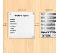 Metal Business Hours Sign - Magnetic Open Closed Display Board, Changeable & Reusable Kit with Numbers & Letters for Storefront Window, Glass Door(White)