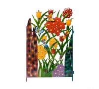 Metal Butterfly Flower Garden Decor for Outdoor Wall Art with Weather Resistant Construction for Modern Patio and Yard Decoration (A)