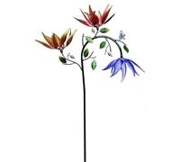 Metal Butterfly Flower Wind Spinner, Beautiful Summer Multi Color Flower Wind Spinner,Kinetic Yard Art Decor with Metal Stake, Weather Resistant Outdoor Garden Ornament