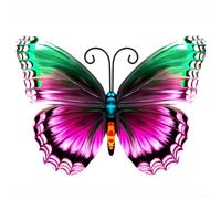 Metal Butterfly Garden Wall Decor with 3D Ridged Wings and Sturdy Hook, Multicolor Metal Design for Indoor and Outdoor Use (Purple)
