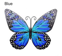 Metal Butterfly Wall Decor Ornament for Garden and Home, Large 3D Iron Butterfly Featuring Detailed Wing Veins and Wire Antennae to Add Natural Ambiance (Blue)