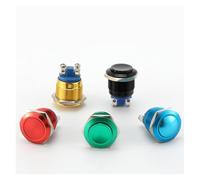 Metal button full oxidation screw pin 16mm 19mm 22mm self reset waterproof normally open inching one button start switch IDGTTLDF(Blue,16MM_FLAT)