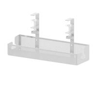 Metal Cable Management Tray - No Drill Under Desk Cord Organizer, Carbon Steel Wire Storage Rack For Power Strips, 15KG High Load Capacity Clamp Mount - For Home Office Black White