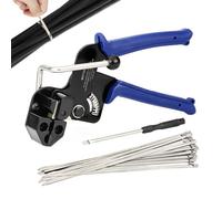 Metal Cable Tie Tool, Metal Cable Tie Tool - Stainless Steel Adjustable Fastening Tie Down Tool, 100pcs Self-Locking Cable Ties, Tensioning and Cutting Tools for Bridle