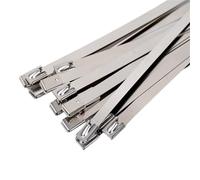 Metal Cable Ties 10mm 0.39 Inch Exhaust Wrap Multi-Purpose 304 Stainless Steel Metal Cable Tie Banding Self-Locking Zip Ties(100PCS,10x250mm)
