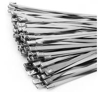 Metal Cable Ties, 304 Stainless Steel Zip Ties 100Pcs/8IN/200MM Heavy Duty, Heat Resistant for Exhaust Wrap/Fencing/Pipes/Auto Repair, Replace Metal Wires.