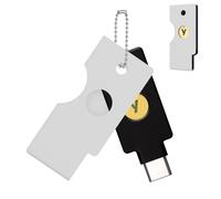 Metal Cace Compatible with YubiKey 5C NFC with Silver Chain, Anti Scratch Shockproof Hard Shell for Yubico Security Key,Silvery