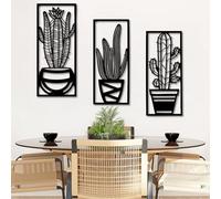 Metal Cactus Set of 3 Wall Art, Metal Southwest Desert Minimalist Artwork Decoration, Bathroom Bedroom Nature Lover Gift Artwork Home Decor for Living Room,Bedroom Hallway and Stairs Na