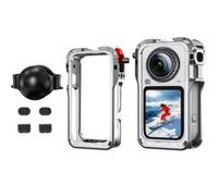 Metal Cage Frame for Insta360 X6, Aluminum Cage Protective Bezel Case with Cold Shoe Mounts & 1/4" Threads, Silicone Lens Cap and 4pcs Mic Wind Muff for Insta 360 X6 Accessories-Silver
