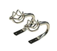 (Metal Cage Polished Steel) Lister Cartwright Curtain Hold Backs 2 x Metal Curtain Holdback Decorative Drapery All Fixing Inc