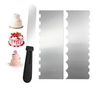 Metal Cake Scraper 2 Pcs, Double Sided Cake Smoother with Stainless Steel Palette Knife, Buttercream Smoother, Cakes Cutter, Pastry Scraper Tool, Cakes Edge Smoother & Cutter